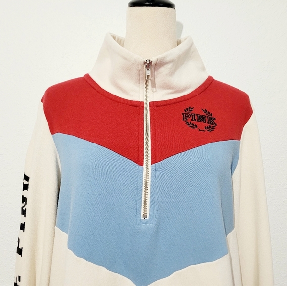 Victoria's Secret PINK Women's Sweatshirt 1/4 Zip Size Medium LOVE PINK logo - Picture 2 of 12